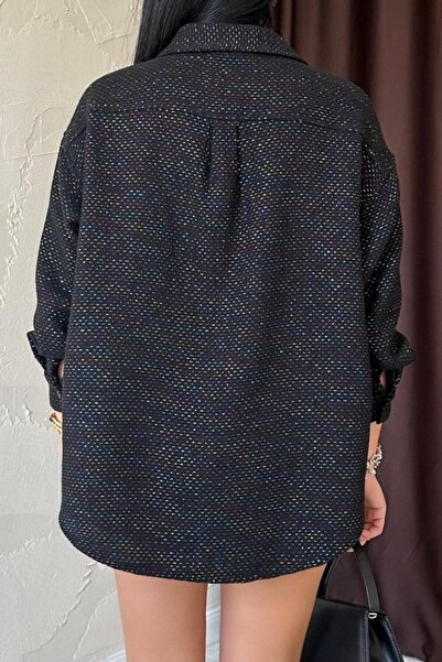 velmorafashion MyTerrax Μαύρο πουκάμισο με λάμψη