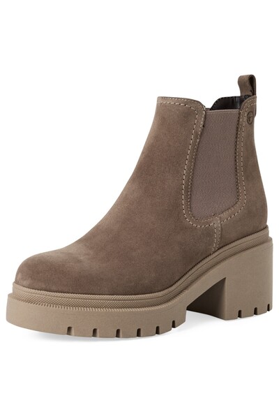 Tamaris Damen Elegante Stiefelette Chelsea 1-25459-41 Grau 378 Taupe Suede Leder Mit Touch-it