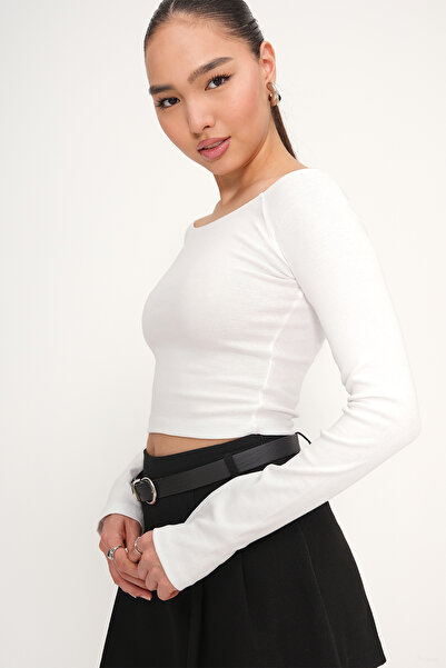 Addax Kayık Yaka Crop Bluz B1593-S8