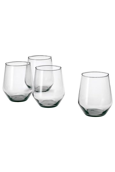 IKEA IVRIG Grey Glass 45 cl – Set of 4 | Durable & Dishwasher Safe
