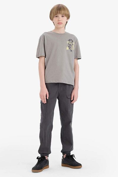 DeFacto Tricou cu mânecă scurtă cu imprimeu pentru băiat, sezon nou