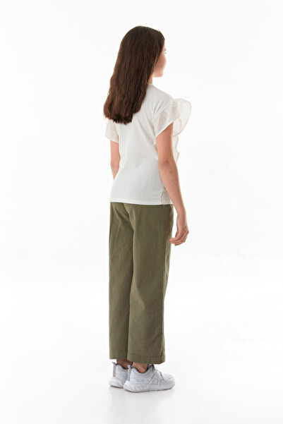 Fulla Moda Ribbed Girl's Blouse with Flounces on the Sides