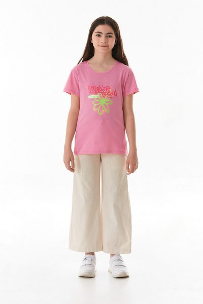 Fulla Moda 100% Cotton Text Printed Girl's Crew Neck T-Shirt