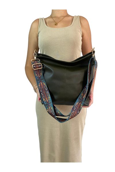 Gloria Settems Khaki Vintage Women's Shoulder Bag with Column Strap
