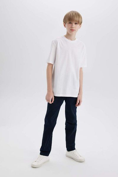 DeFacto New Season Boy's Crew Neck Basic μονόχρωμο κοντομάνικο μπλουζάκι