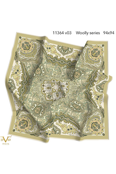 19V69 ITALIA Desenli  WOOLLY Seri Eşarp Askısı İle Birlikte 94X94 cm