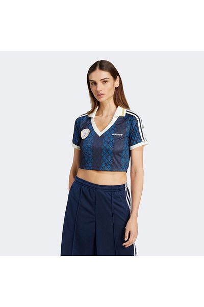 adidas Retro Sport Cricket Inspired Women's Navy Blue Crop Jersey