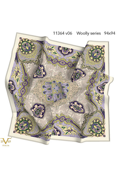 19V69 ITALIA Desenli  WOOLLY Seri Eşarp Askısı İle Birlikte 94X94 cm