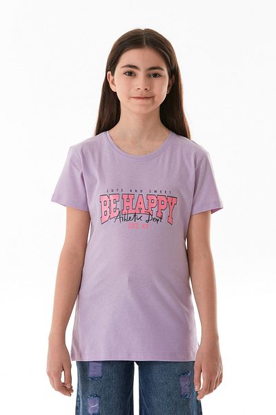 Fulla Moda Tricou pentru fetiță cu imprimeu Be Happy 100% bumbac