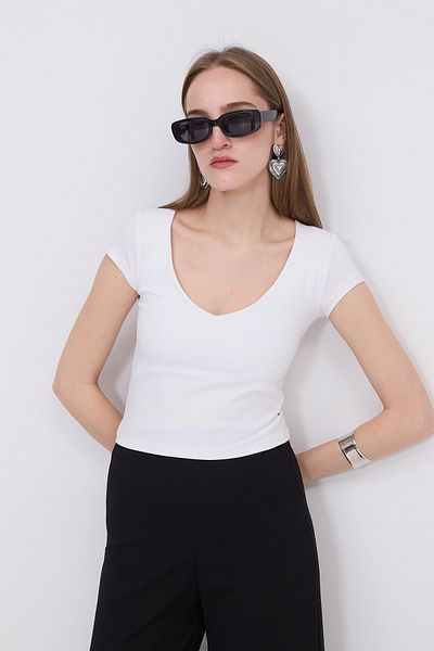 Addax Tricou de bază cu decolteu în V P1727