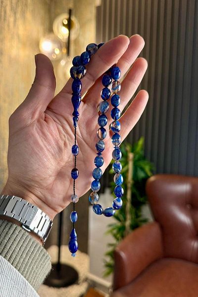 dergah tesbih تصميم منظم من سلسلة Iskender Sky Blue Fire-i Squeezing Amber Prayer Beads