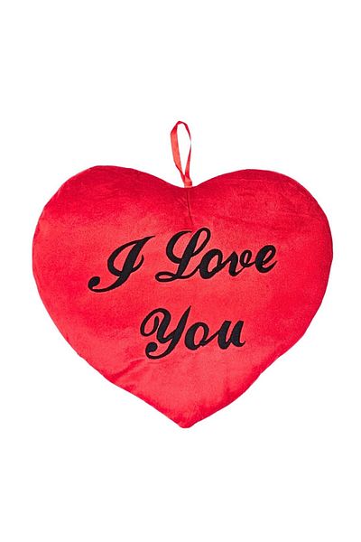 BM GİFT DESİGN Red heart pillow, made of plush, with the message I Love You, 35 cm