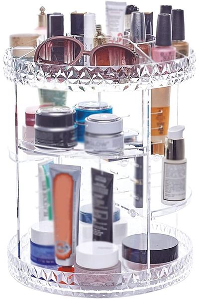 fulina Makeup Rack,360°rotatable Multi LayersTransparent Skin Care Holder,For Makeup Jewellery Storage
