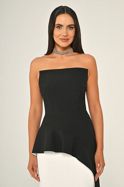 ALFABETA Alfa Beta Strapless Flounce Crepe Long Evening Dress 25Y6955