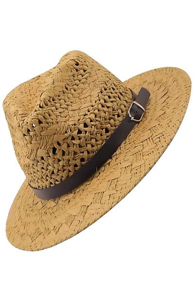 Trenderrs Унисекс лятна плетена сламена шапка Fedora от органичен материал