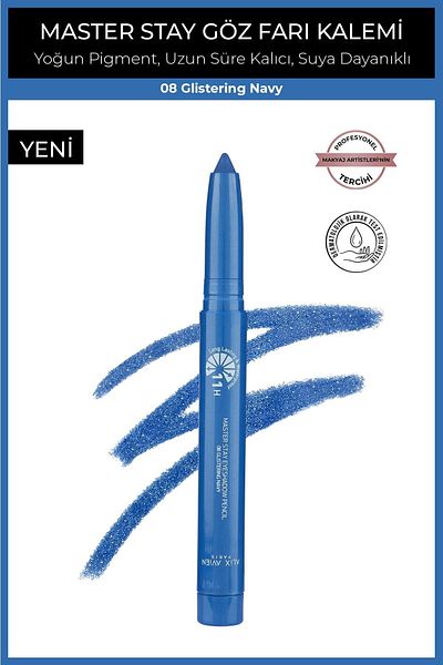 Alix Avien Waterproof 11 Hours Lasting Intense Pigmented Creamy Eye Pencil Shadow - Master Stay 08 Glistering Navy