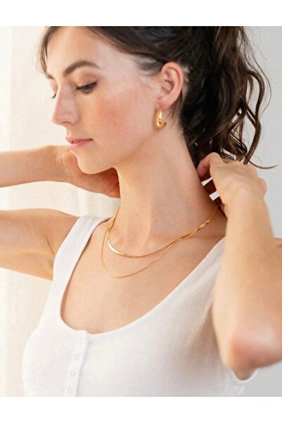 Renkada قلادة إيطالية من الفولاذ المقاوم للصدأ بلون ذهبي مزدوج على شكل ثعبان