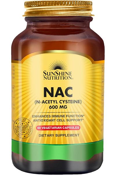 Sunshine Nutrition NAC (N-Acetyl Cysteine) 600mg | Enhances Immune Function, 60 Vegetarian Capsules