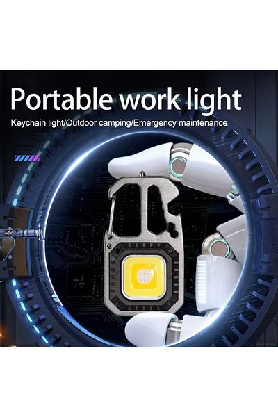Choice W5138 black COB Keychain Work Light with Battery Display 8Mode Rechargeable High Lumens Portable LED