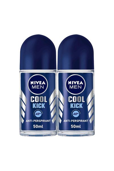 NIVEA مزيل عرق رول أون من نيفيا للرجال، حماية تدوم 48 ساعة، رائحة منعشة ومنعشة، 2 × 50 مل