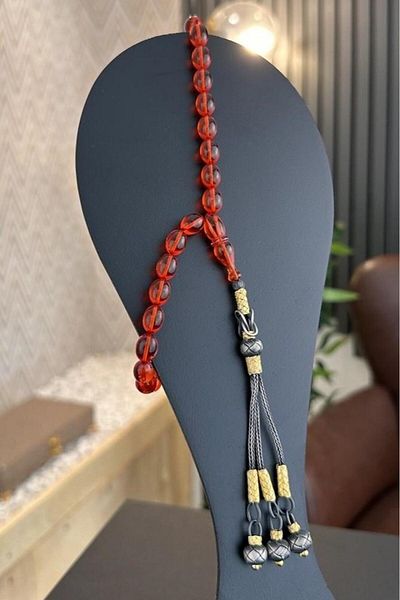 dergah tesbih Red German Fire Silver Kazazlı Design Rosary