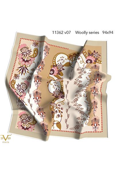 19V69 ITALIA Desenli  WOOLLY Seri Eşarp Askısı İle Birlikte 94X94 cm