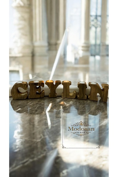 AHŞAAP Eskitme Ahşap Kişiye Özel Harf Mumluk