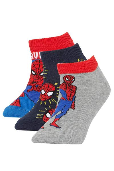 DeFacto New Season Boy's Marvel Spiderman Cotton 3-Piece Booties Socks
