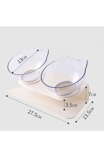 ZoneYan ZoneYan orthopedic anti-vomiting double bowl for animal feeding, plastic, 27.5 x 13.5 cm