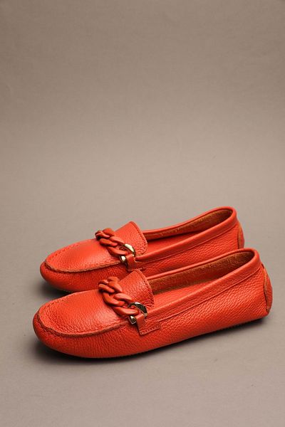 Gondol Mocasnic clasic de damă portocaliu 37 Ttx.730 din piele naturală