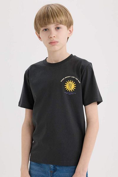 DeFacto Tricou cu mânecă scurtă cu imprimeu pentru băiat, sezon nou