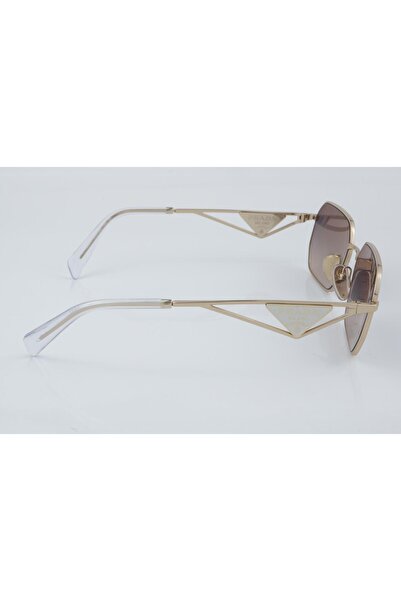 Prada Woman Irregular Sunglasses- Pr A51s - Lense Size:58mm - Pale Gold