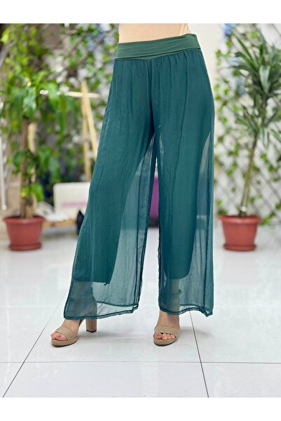 Punta Otantik Італійські шовкові штани - Acıyeşil NP203015