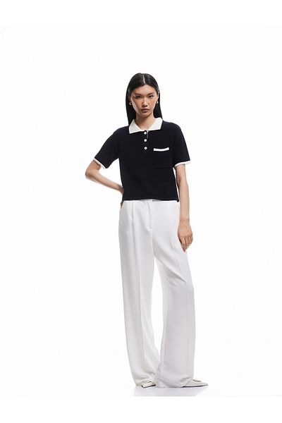Koton Contrast Detailed Short Sleeve Polo Neck Knitwear T-Shirt