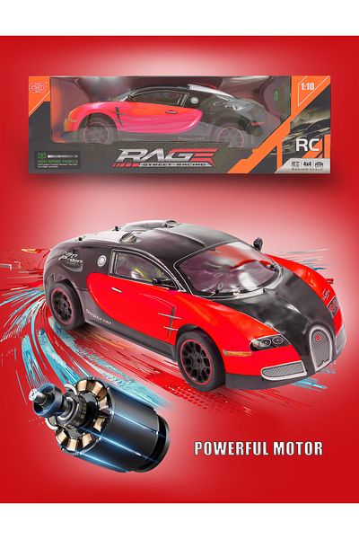 ESD High Speed 4WD 1:10 Scale Drift RC Toy Car 27 MHz with LED Wheels With Rechargeable Battery