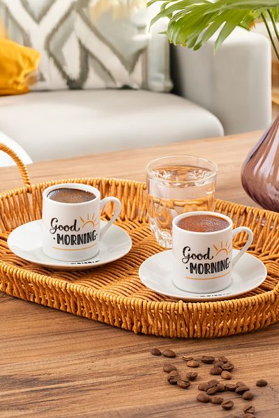 Porsima 06 Porcelain 12 Piece Turkish Coffee Cup Set for 6 People 90ml
