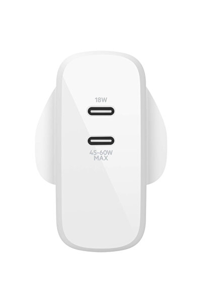 Belkin BoostCharge Pro Dual USB-C PD GaN Wall Charger 63W - White