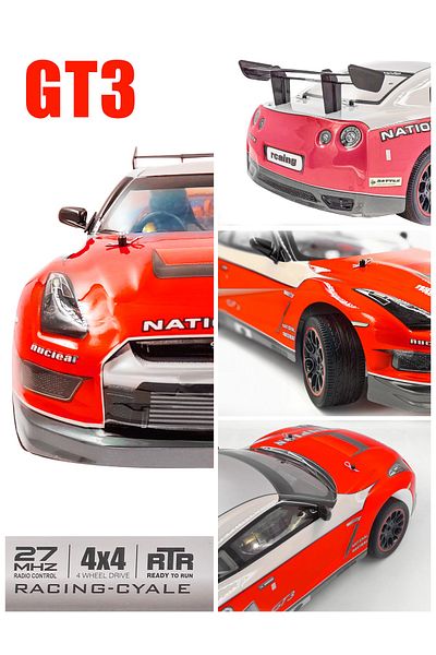 ESD 1:10 Scale High-Speed 4x4 Drift RC Vehicle 27 MHz with LED Wheels With Rechargeable Battery