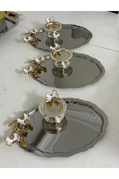 Elzemm store İKİ MODEL ÇELİK OVAL TEPSİ VE GÜMÜŞ MAKARONLUK 3 ADET DAL BEYAZ ...