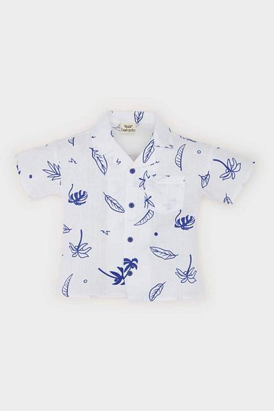 DeFacto New Season Baby Boy Tropical Patterned Flared Poplin Short Sleeve Shirt