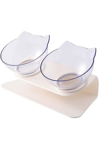 ZoneYan ZoneYan orthopedic anti-vomiting double bowl for animal feeding, plastic, 27.5 x 13.5 cm