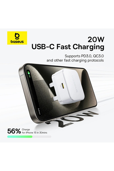 Baseus Palm Fast Charger - 1 Type C - 20 W - Cable USB-C to USB-C - 60 W - 20 V - 3 A - 1 Meter
