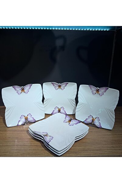 PORSELEN 6'LI PASTA TABAK BUTTERFLY BEYAZ