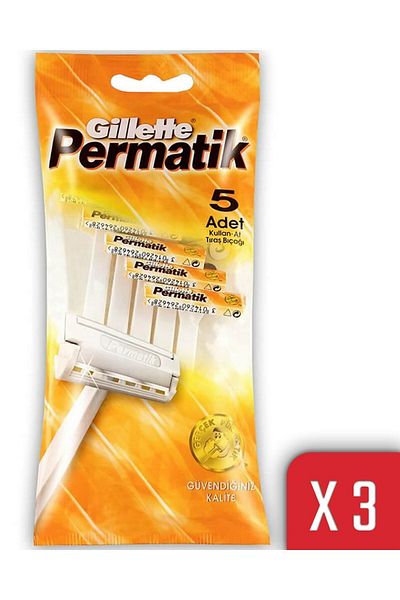 Gillette Permatic 5 Pieces Bag X 3 Pieces