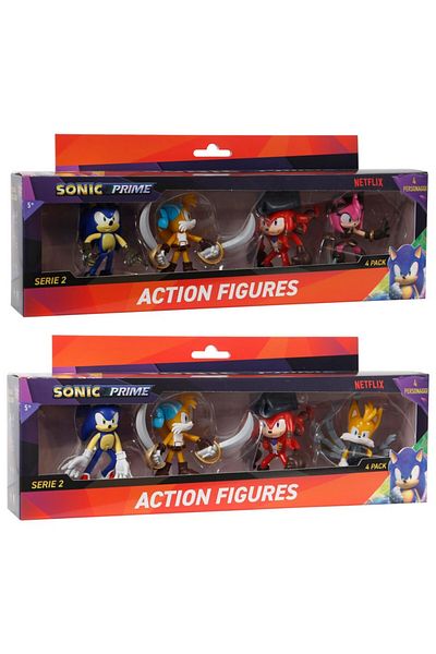 Sonic مجموعة من 4 شخصيات سونيك المتحركة في صندوق نافذة 3 بوصات - متنوعة