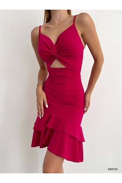 Modafeminen Φόρεμα με κόμπους φούστα Volan Crepe 582133 Φούξια