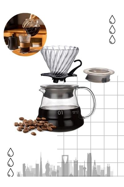 Drop V60 Drip Set 7- Manual Coffee Brewing Set – Complete Pour Over Kit (350ml, 1-2 Cups)