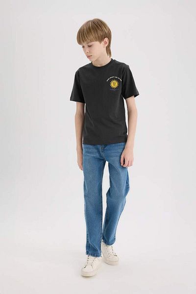DeFacto Tricou cu mânecă scurtă cu imprimeu pentru băiat, sezon nou