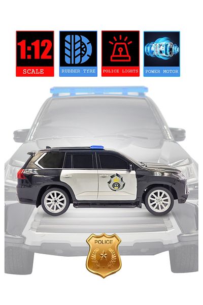 QX 1:12 Scale Remote Control Police SUV Toy Car Rechargeable battery with Lights and Sound
