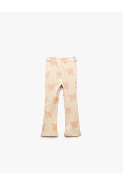 Koton Cotton Butterfly Patterned Flared Leggings